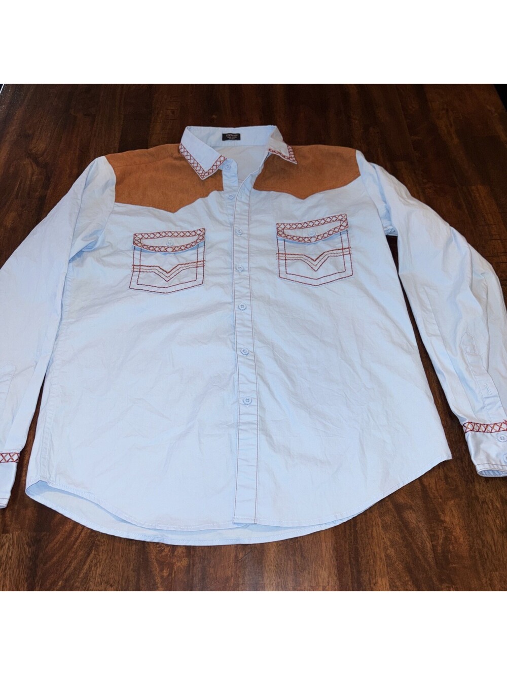 Coofandy Western Shirt Men’s MD Rockabilly Embroidery Long Sleeve Ranchwear 70s